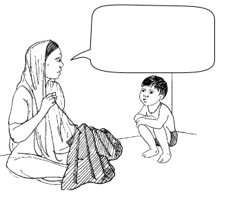 a woman speaking to a child