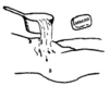 water being poured over vaginal area