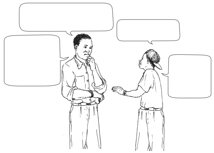 a man talking with a teenage boy