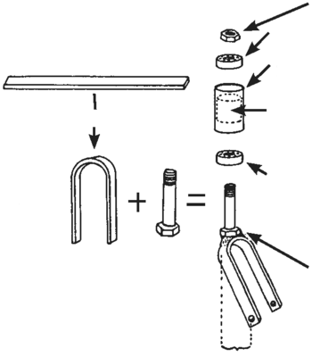 Sequences of parts that connect to upsidedown U shaped piece.