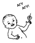 a baby cooing at 1 to 2 months.