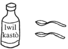 a bottle of castor oil and two spoons