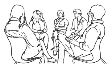 a group of woman speaking
