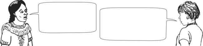  two women speaking