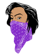 Alt=femme portant un foulard qui lui recouvre le nez et tout le bas du visage