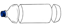  botella de plástico mostrando dónde cortar para quitar la parte de arriba y de abajo