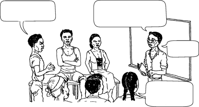 a facilitator commenting after a man and then a woman speak in a group.