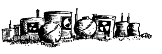 Containers labelled with a 3 triangle nuclear sign.