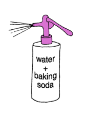 spray bottle containing baking soda and water