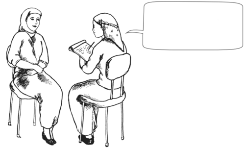 a health worker talking to a woman