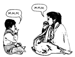 a child and a woman speaking to each other.