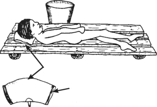 illustration of the above: a child on a washing platform with a waterproof pillow.