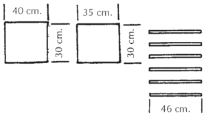 Squares and lines with measurements.