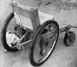 Photo of wheelchair made of a chair.